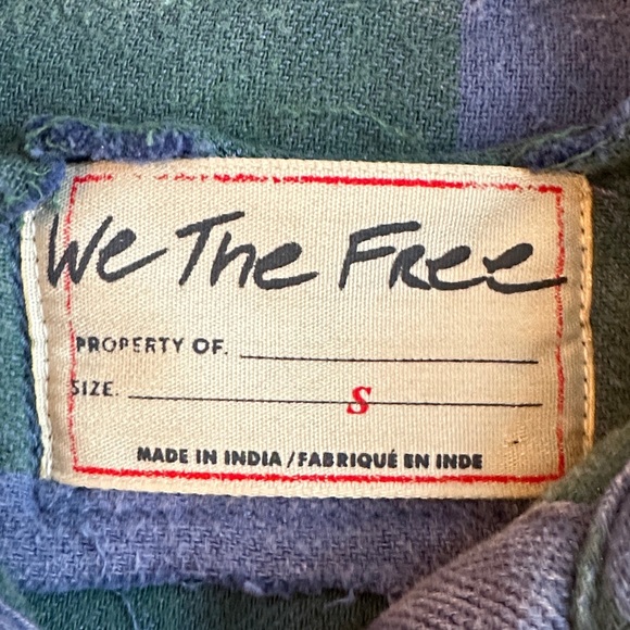 We The Free Olive Green and Gray Striped Button Pullover - Picture 2 of 3